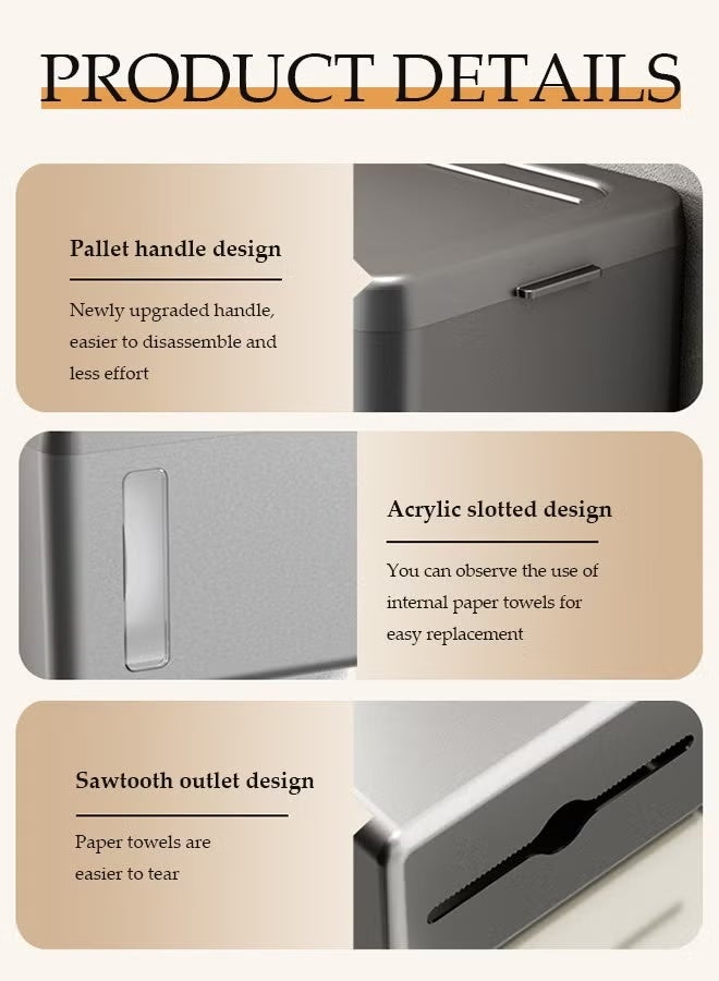 Reelyo Wall-Mounted Tissue Holder Punch-Free Self Adhesive Tissue Dispenser Transparent Punch-Free Bathroom Toilet Paper Case Phone Rack Clear Tissue Storage with storage function For Bathroom Living Room Bedroom  Office White - Image 3